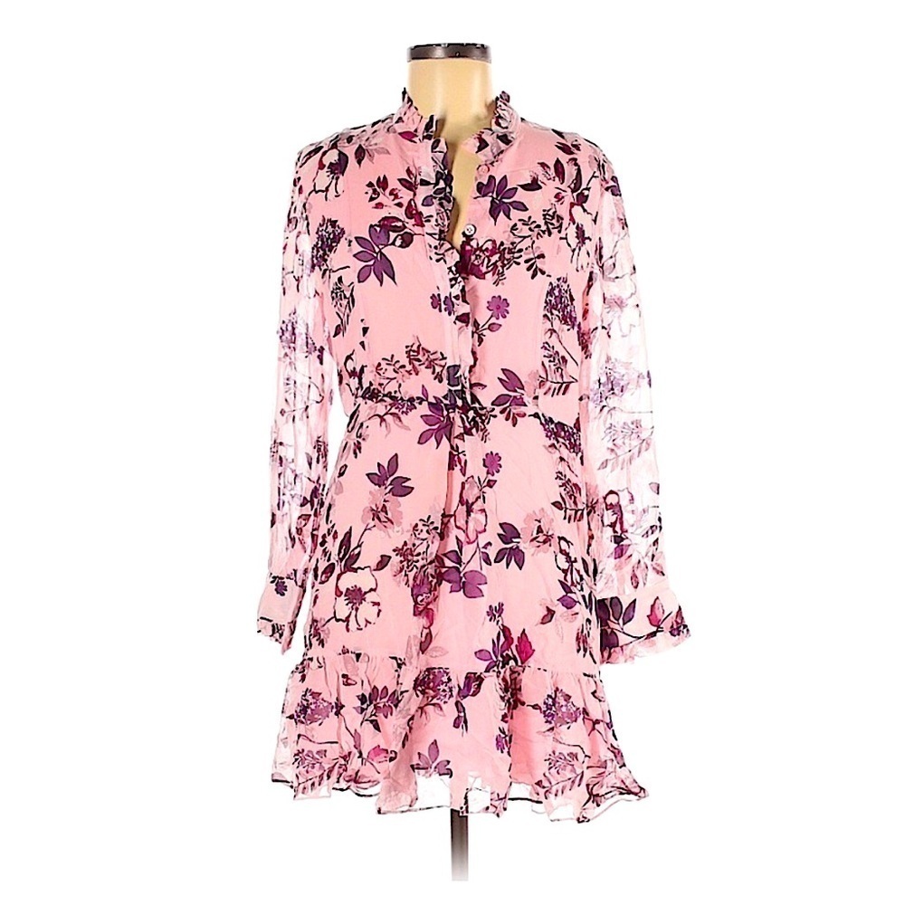 PIAMITA | 100% Silk Pink Floral Dress size medium